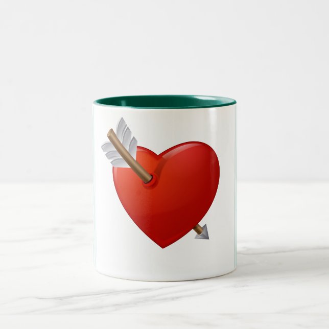 Blaue Streifen - durchbrochenes Valentinherz Zweifarbige Tasse (Mittel)