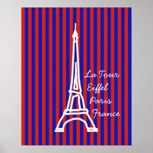Blaue Streifen Eiffel Poster