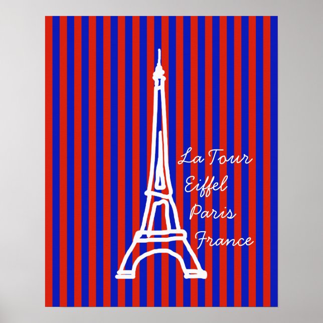Blaue Streifen Eiffel Poster (Vorne)