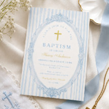 Blaue Streifen Elegante Vintage-Jungentaufe