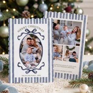 Blaue Streifen Familienfoto Weihnachten im Vintage