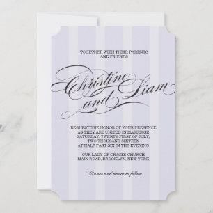 Blaue Streifen Flourish Schrift Hochzeits-Einladun Einladung
