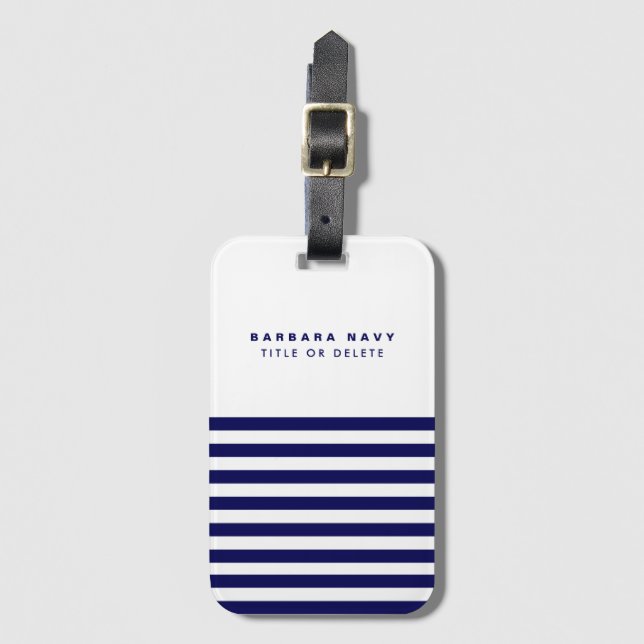 Blaue Streifen für den modernen Individuelle Name Gepäckanhänger (Vorderseite Vertikal)