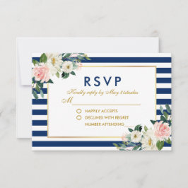 Blaue Streifen für Wasserfarben, Hochzeitssache RS RSVP Karte