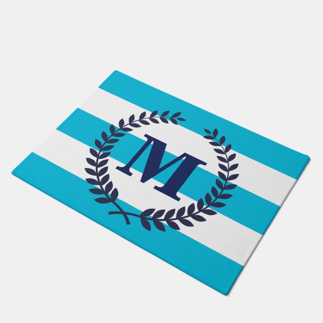 Blaue Streifen Fußmatte (Schrägansicht)