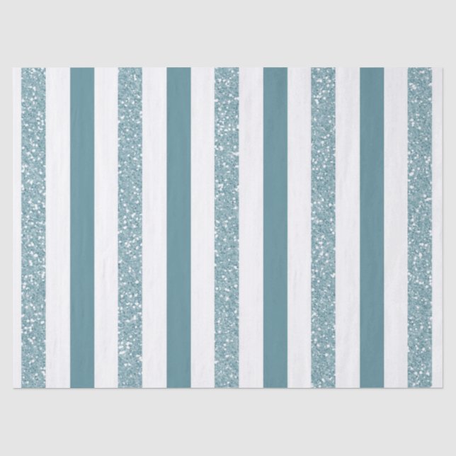 Blaue Streifen-Glitzer Seidenpapier (Vorderseite)