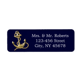 Blaue Streifen Goldanker nautische Hochzeit