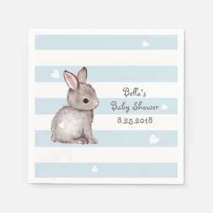 Blaue Streifen-Häschen-Babyparty-Papierserviette Serviette