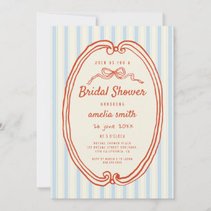 Blaue Streifen in Handzeichnung Quirky-Brautparty Einladung