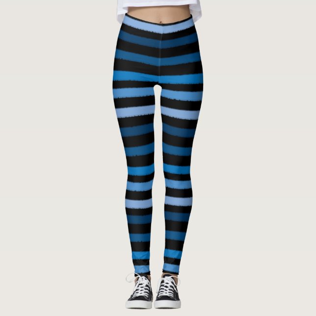 Blaue Streifen Leggings (Vorderseite)
