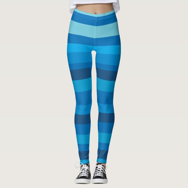 Blaue Streifen Leggings (Vorderseite)