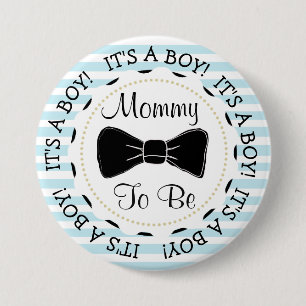 Blaue Streifen-Mama, zum Bowtie Babyparty zu sein Button