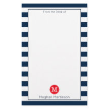 Blaue Streifen Minimal Chic Red Monogram