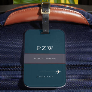 Blaue Streifen mit Namen Elegant Gepäckanhänger