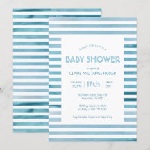 Blaue Streifen mit Wasserfarbe Einfache Babydusche