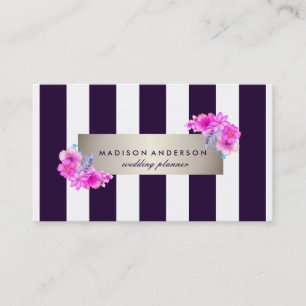 Blaue Streifen mit weißem Chic Silver Vintag Visitenkarte