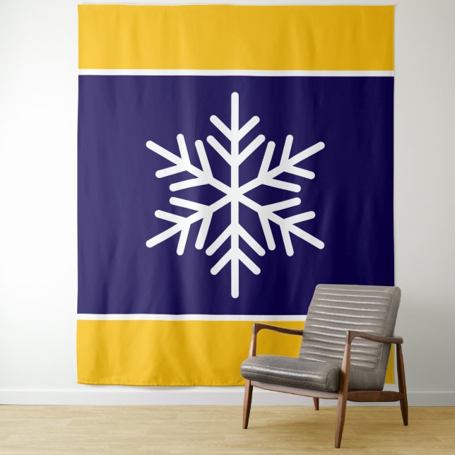 Blaue Streifen mit weißer Schneeflocke Wandteppich (Beispiel)