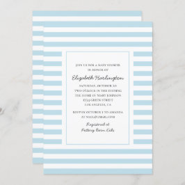 Blaue Streifen. Moderne Babydusche Einladung