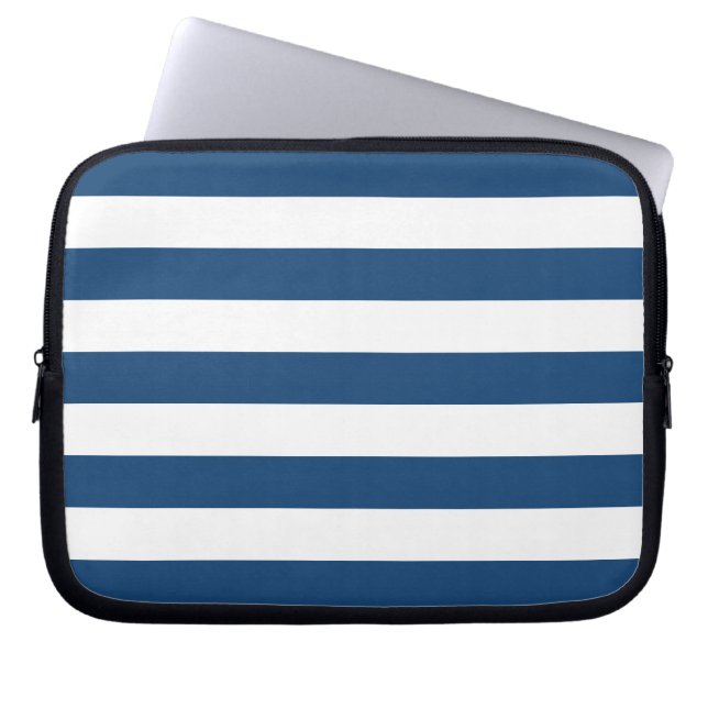 Blaue Streifen-Muster Monacos Laptopschutzhülle (Vorderseite)