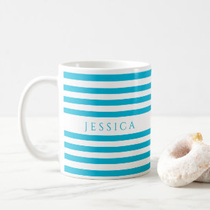 Blaue Streifen Muster Name Kaffeetasse