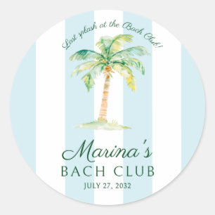 Blaue Streifen Palm Beach Bach Club Brautparty Runder Aufkleber