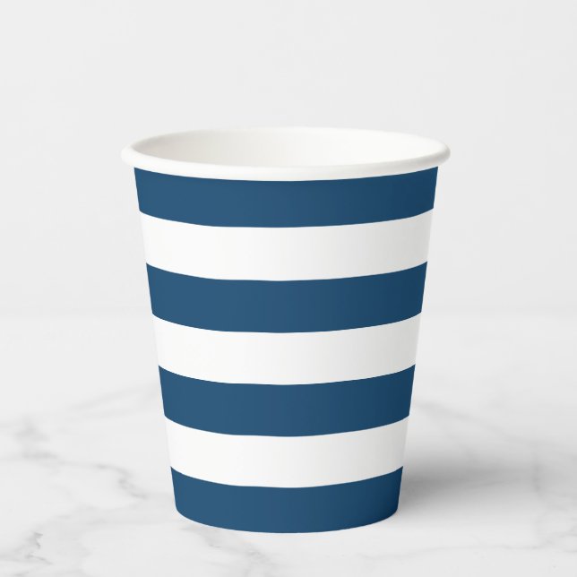 Blaue Streifen Papier Cup Pappbecher (Vorderseite)