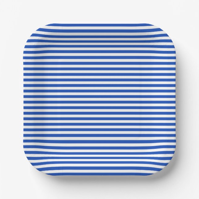 Blaue Streifen Pappteller (Vorderseite)