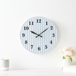 Blaue Streifen Preppy Large Clock Große Wanduhr