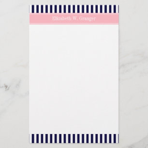 Blaue Streifen, rosa Bezeichnung Monogramm Briefpapier
