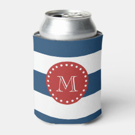 Blaue Streifen, rotes Monogramm Dosenkühler