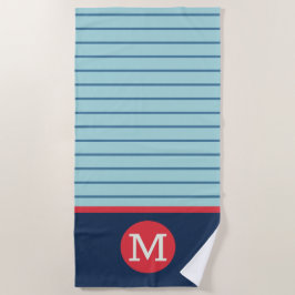 Blaue Streifen Rotes Monogramm Maskuline Strandtuch