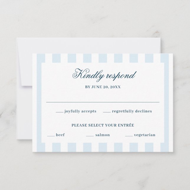 Blaue Streifen RSVP Karte (Vorderseite)