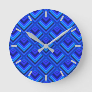 Blaue Streifen Runde Wanduhr