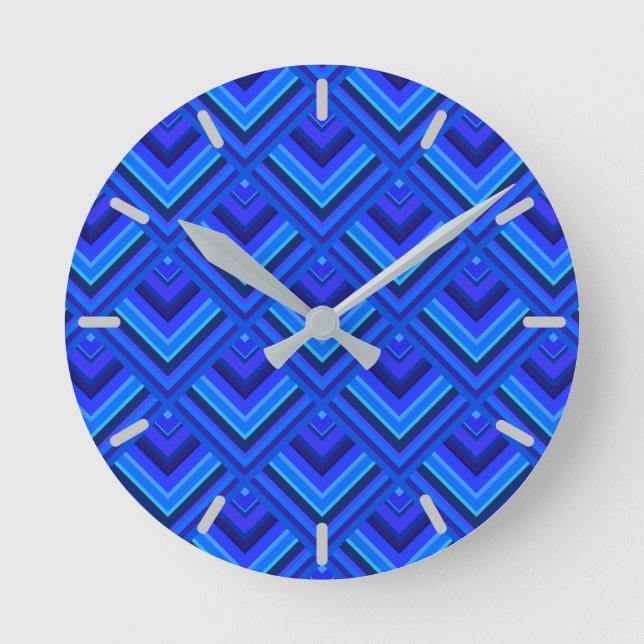 Blaue Streifen Runde Wanduhr (Vorderseite)