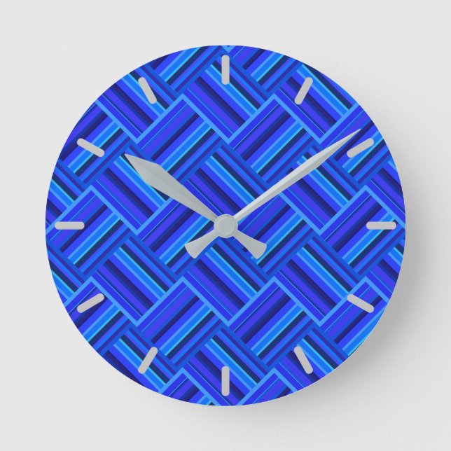 Blaue Streifen Runde Wanduhr (Vorderseite)