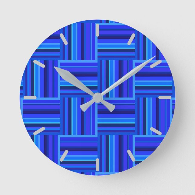 Blaue Streifen Runde Wanduhr (Vorderseite)