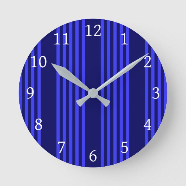 Blaue Streifen Runde Wanduhr (Vorderseite)