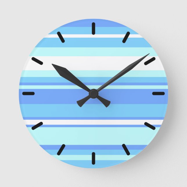 Blaue Streifen Runde Wanduhr (Vorderseite)