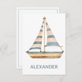 Blaue Streifen Sailboat Mitteilungskarte