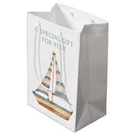Blaue Streifen Sailboat Mittlere Geschenktüte