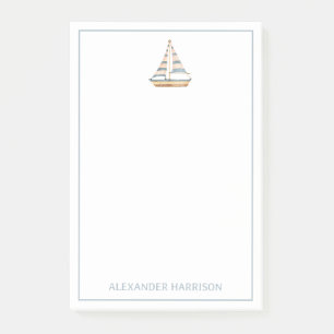 Blaue Streifen Sailboat Post-it Klebezettel