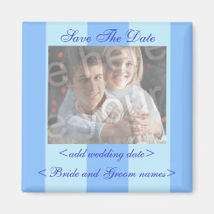 Blaue Streifen-Save the Date Foto-Magnet Magnet