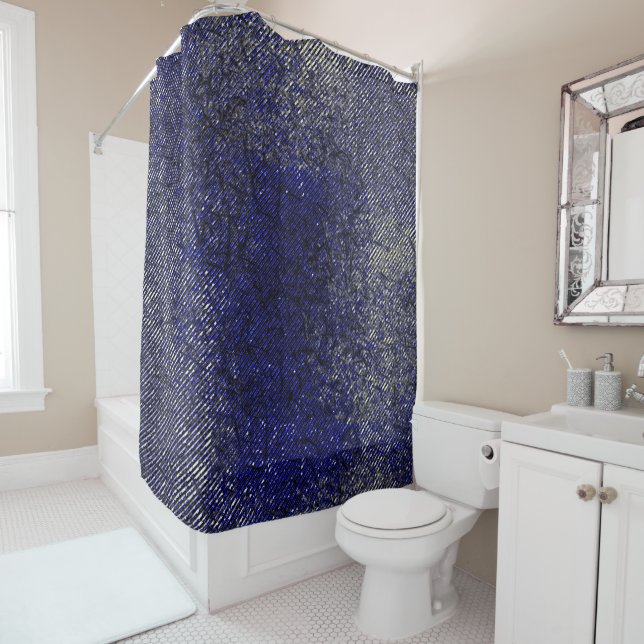 Blaue Streifen schälen Ihre Farben Duschvorhang (Beispiel)