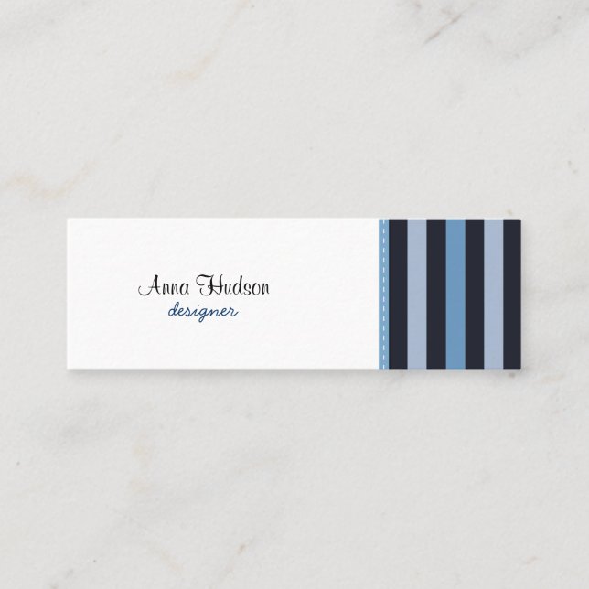 Blaue Streifen, schwarze Streifen, Streifenmuster Mini Visitenkarte (Vorderseite)