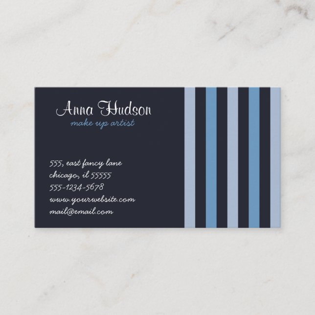 Blaue Streifen, schwarze Streifen, Streifenmuster Visitenkarte (Vorderseite)