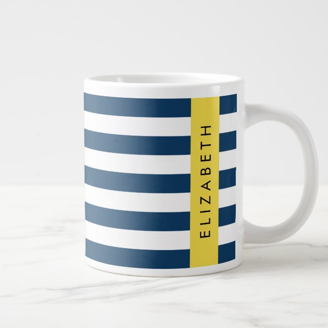 Blaue Streifen, Streifen, Ihr Name Jumbo-Tasse (Rechts)