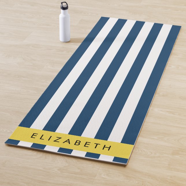 Blaue Streifen, Streifen, Ihr Name Yogamatte (Beispiel)