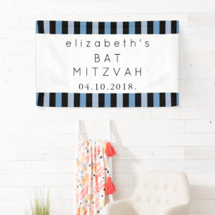 Blaue Streifen, Streifen, Linien, Bat Mitzvah Banner