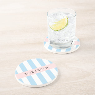 Blaue Streifen, Streifen, Linien, Ihr Name Getränkeuntersetzer