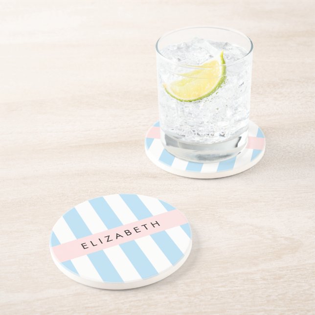 Blaue Streifen, Streifen, Linien, Ihr Name Getränkeuntersetzer (Seite)